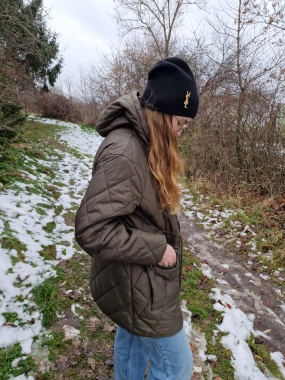 5XL Khaki přechodová prošívaná dámská bunda Eva