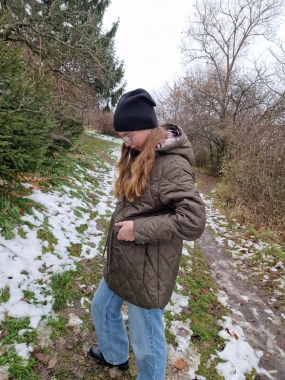 4XL Khaki přechodová prošívaná dámská bunda Eva