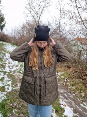 3XL Khaki přechodová prošívaná dámská bunda Eva
