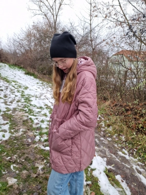 3XL Růžovopudrová přechodová prošívaná dámská bunda Eva