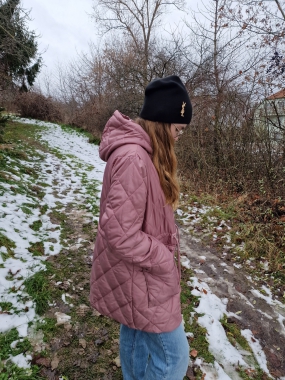 4XL Růžovopudrová přechodová prošívaná dámská bunda Eva