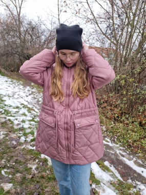 4XL Růžovopudrová přechodová prošívaná dámská bunda Eva