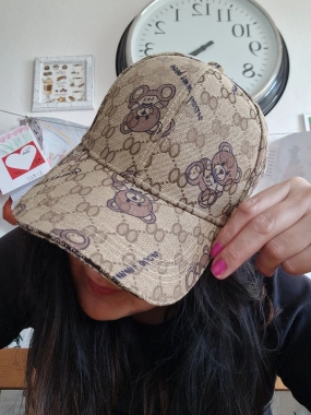 Kšiltovka čepice béžovohnědá se vzorem oversize