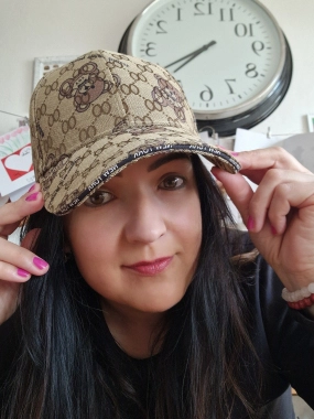 Kšiltovka čepice béžovohnědá se vzorem oversize