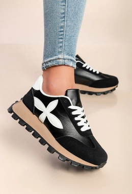 40 Dámské stylové černé boty botasky sneakersy