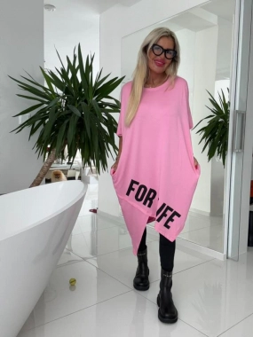 Dámská tunika ala šaty s kapsami For Life růžová