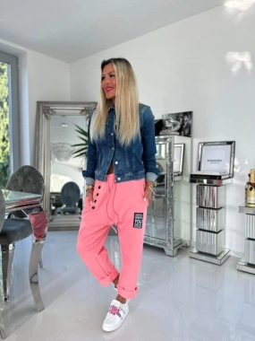 Teplákové dámské bavlněné baggy You růžové