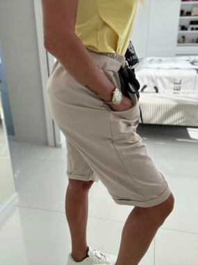 Dámské šortky kraťasy s mašlí v pase béžové