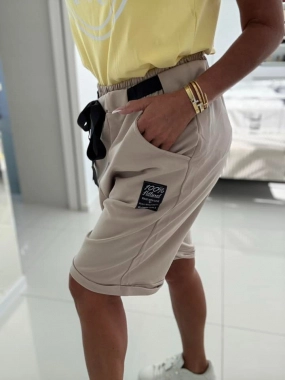 Dámské šortky kraťasy s mašlí v pase béžové