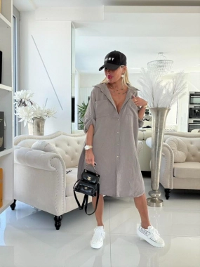 Mušelínová maxi košile tunika Káťa na knoflíky béžovohnědá
