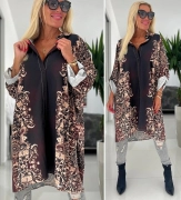 Dámská big košile na knoflíky se vzorem bordó