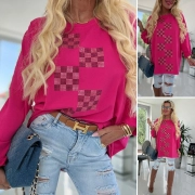 Dámská tunika halenka kamínky šachovnice fuchsie