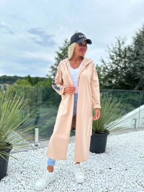 40/42 Cardigan béžová mikina bez zapínání s kapucí