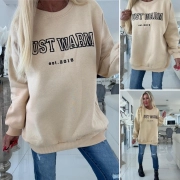 Dámská mikina vyšitý nápis Just warm béžová