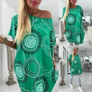 Dámská tunika ala šaty s kapsami ornamenty zelená
