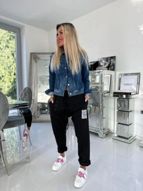 Větší teplákové dámské bavlněné baggy You černé