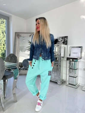 Větší teplákové dámské bavlněné baggy You mint