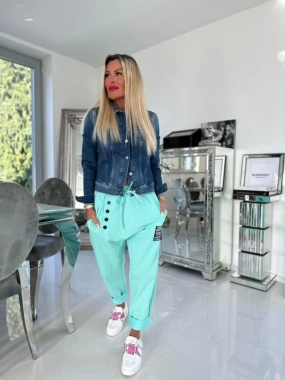 Větší teplákové dámské bavlněné baggy You mint