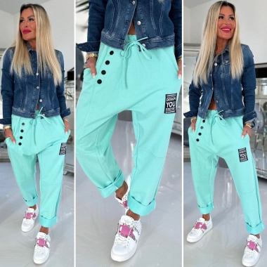 Větší teplákové dámské bavlněné baggy You mint