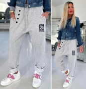 Větší teplákové dámské bavlněné baggy You šedá