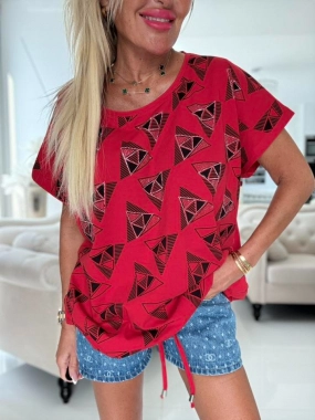 Halenka na stažení s kaminky Triangles červená