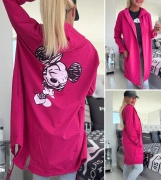 Cardigan mikina na zip Myšák dole šňůrky fuchsiový