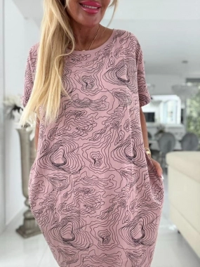 Dámská big oversize tunika kapsy zdobená kamínky