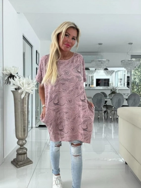Dámská big oversize tunika kapsy zdobená kamínky