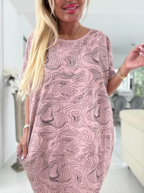 Dámská big oversize tunika kapsy zdobená kamínky