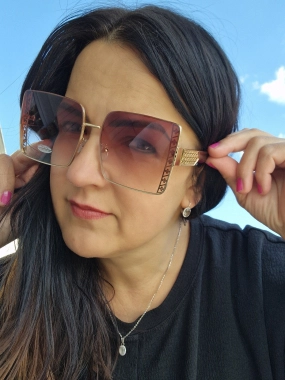 Kvalitní kovové černé sluneční brýle Feriino hnědé