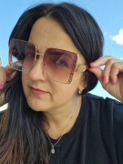Kvalitní kovové černé sluneční brýle Feriino hnědé