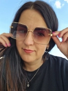 Kvalitní kovové černé sluneční brýle Miu hnědozlaté