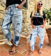 S Luxusní dámské pružné Baggy Jeans džíny rifle