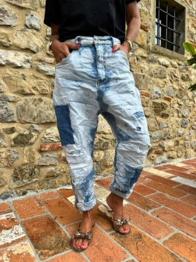 S Luxusní dámské pružné Baggy Jeans džíny rifle