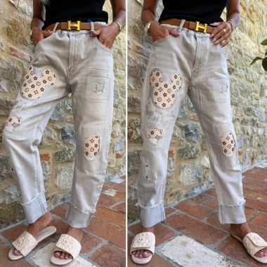 XL Topky trendy elastické šedé džíny rifle myška