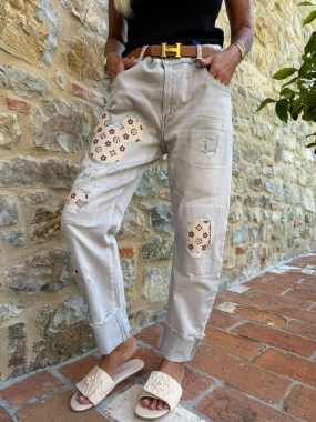 XL Topky trendy elastické šedé džíny rifle myška