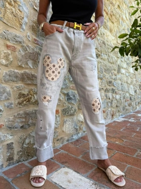 XL Topky trendy elastické šedé džíny rifle myška
