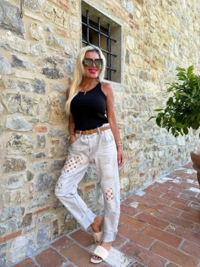 XL Topky trendy elastické šedé džíny rifle myška