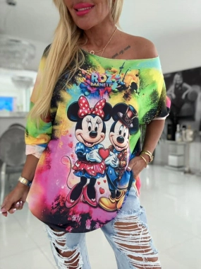 Lehounký oversize dámský svetřík  Minnie a Mickey