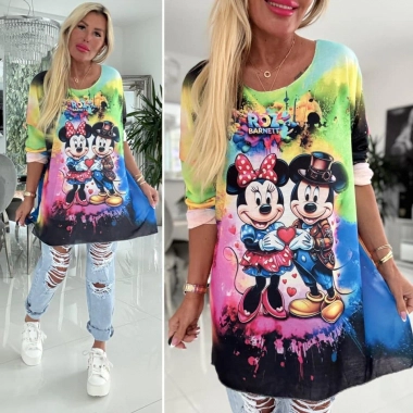 Lehounký oversize dámský svetřík  Minnie a Mickey