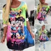 Lehounký oversize dámský svetřík  Minnie a Mickey