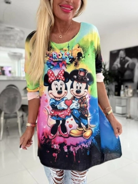 Lehounký oversize dámský svetřík  Minnie a Mickey