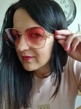 Luxusní dámské kovové sluneční brýle Pearl růžovolaté