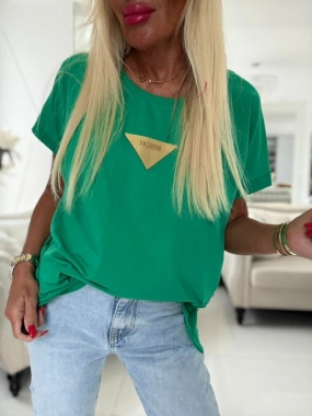 Kvalitní bavlněné triko dole lem rozparek Fashion zelené
