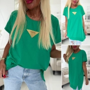 Kvalitní bavlněné triko dole lem rozparek Fashion zelené
