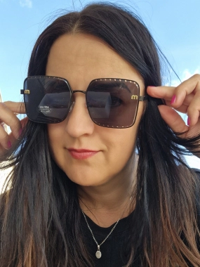 Kvalitní kovové černé sluneční brýle Miu černé