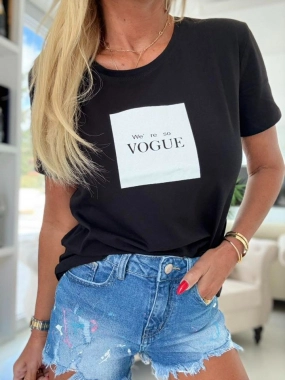 Dámské bavlněné triko tričko Vogue potisk černé