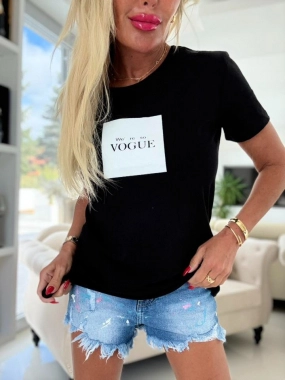 Dámské bavlněné triko tričko Vogue potisk černé