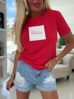 Dámské bavlněné triko tričko Vogue potisk červené
