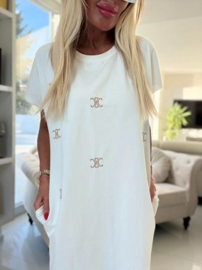 Bavlněná dámská šatovka tunika šaty Brenda bílokrémová